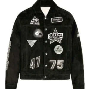 Avirex X Wrangler Black Suede Trucker Jacket
