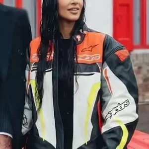 Kim Kardashian Racing Multicolor Leather Jacket