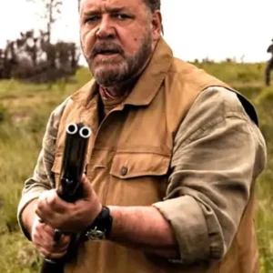 Movie Kraven The Hunter 2024 Russell Crowe Brown Vest