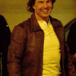 Movie Mission Impossible 8 Tom Cruise Brown Leather Jacket