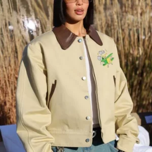 PFW Dina Ayada Beige Leather Jacket