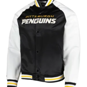 Pittsburgh Penguins White Satin Varsity Jacket