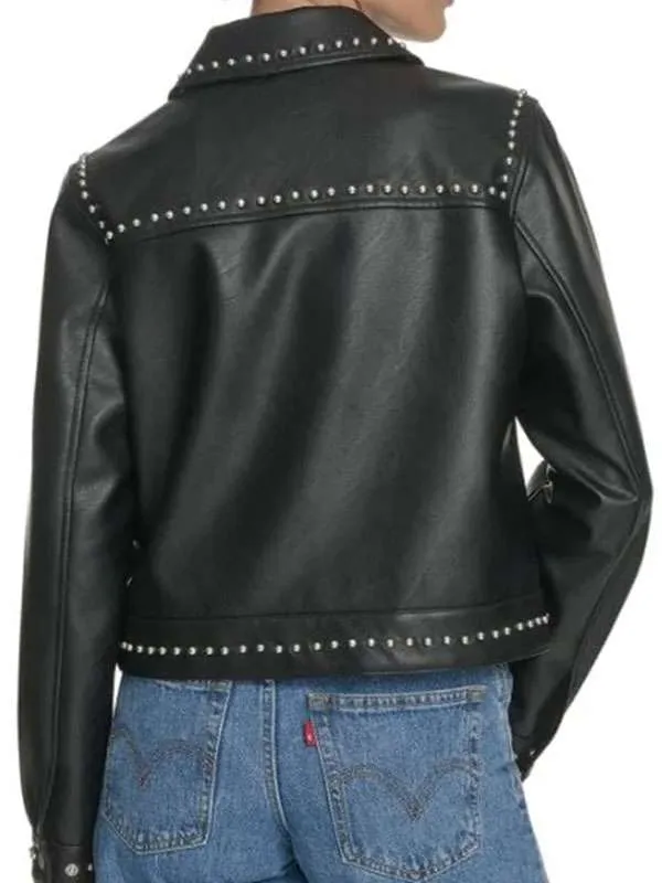 NFL Ruby Ibarra Studded Black Leather Jacket - Image 3