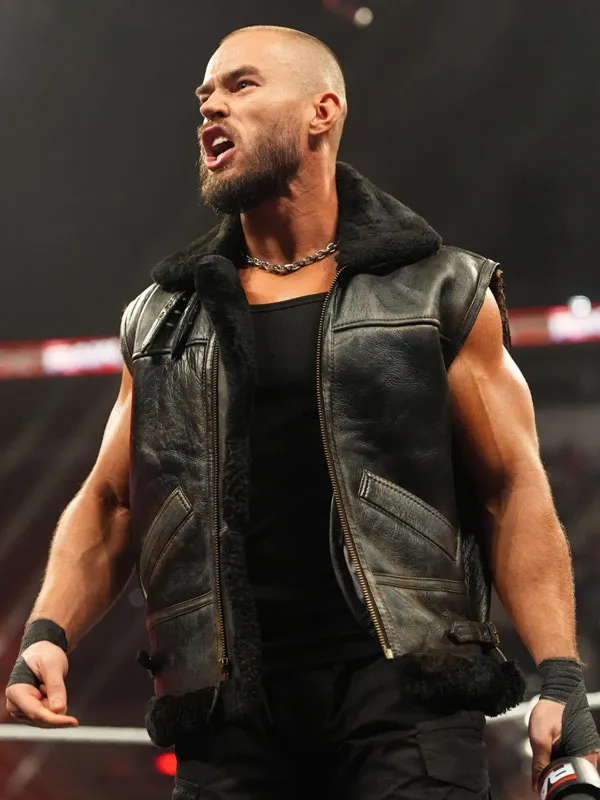 WWE Austin Theory Black Leather Vest