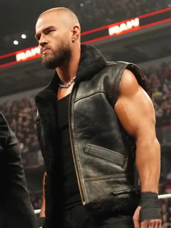 WWE Austin Theory Black Leather Vest