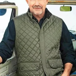 Yellowstone S04 Kevin Costner Green Quilted Vest