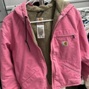 Carhartt Active Jacket Dusty Rose, Hooded Canvas Work Jacket with Sherpa Lining