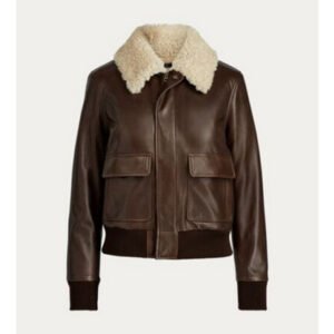 Women Aviator Sheepskin Shearling Motorbike Leather Bomber Jacket