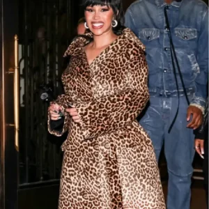 Cardi B EE72 Magazine Launch Party Leopard Print Coat