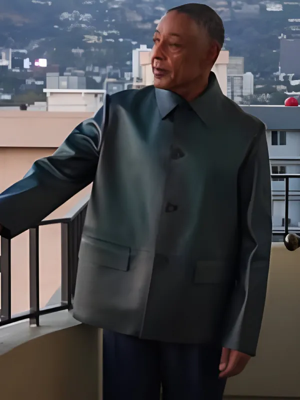 The Electric State Giancarlo Esposito Green Leather Jacket - Image 2