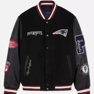 NFL New England Patriots Black Varsity Jacket