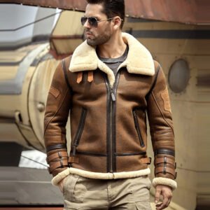 New Mens B3 Airforce Sheepskin Shearling Leather Jacket