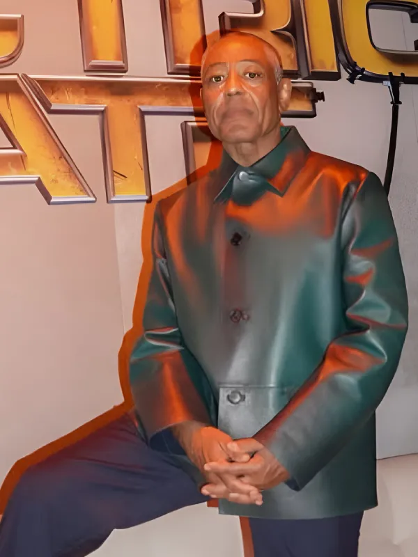 The Electric State Giancarlo Esposito Green Leather Jacket - Image 3