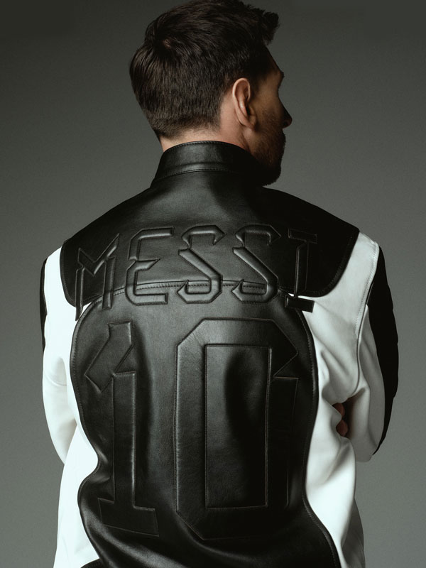 Messi & Argentina 20th Anniversary Football Leather Biker Jacket - Image 3