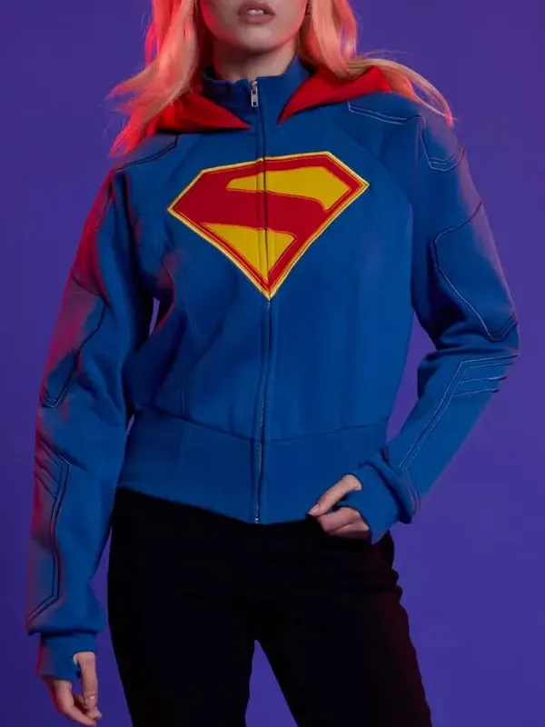 Supergirl Shield Cropped Hooded Jacket