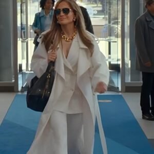Office Romance 2026 Jennifer Lopez White Trench Coat