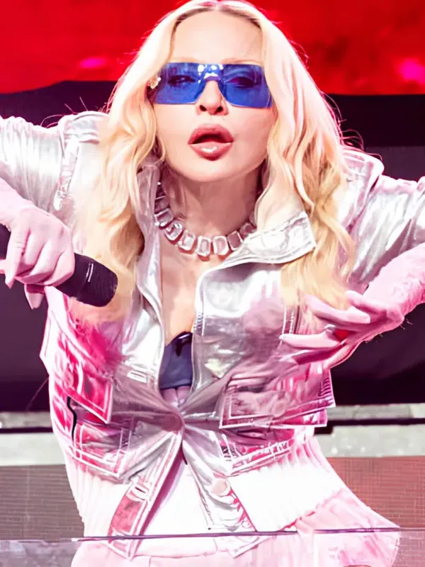 Surprise Concert NYC Madonna Cropped Leather Jacket
