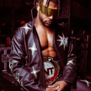 AEW Wrestler Jet 2 Fly Black Leather Jacket