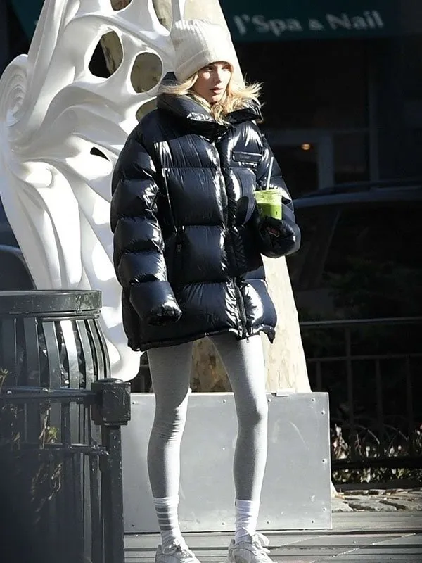 Elsa Hosk Street Style Oversized Puffer Jacket - Image 2