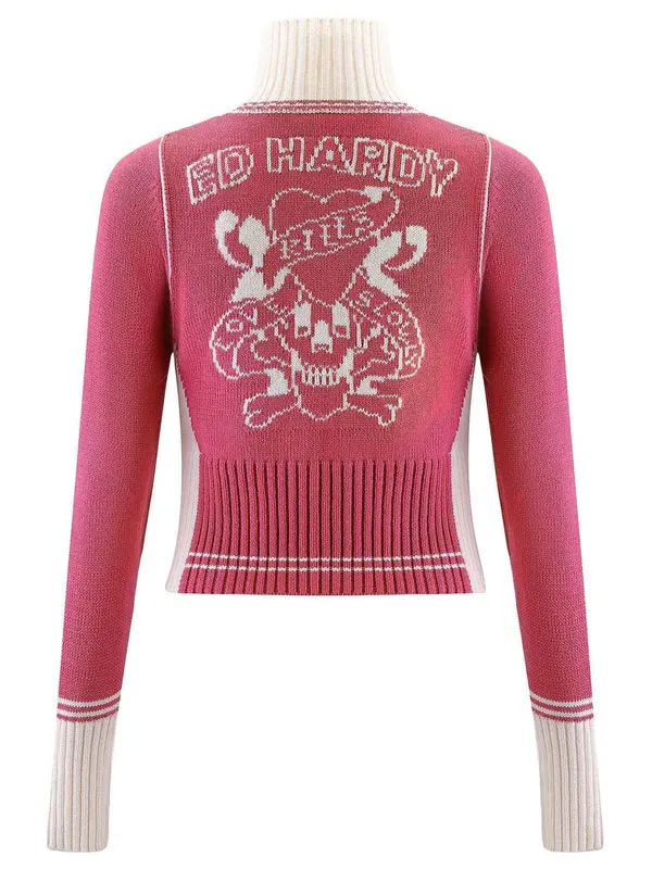 Your Fault London Enva Lewis Pink Cropped Cardigan - Image 2