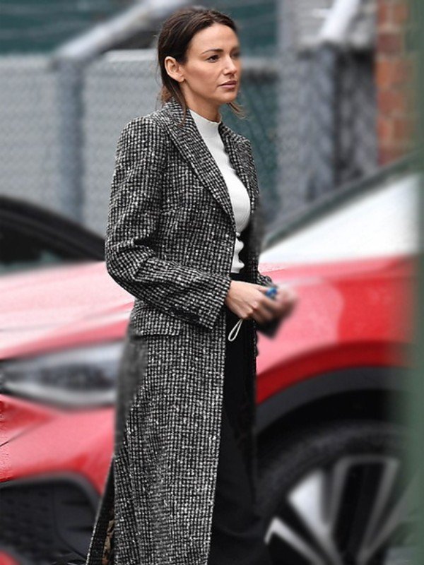 Fool Me Once 2024 Michelle Keegan Checkered Trench Coat - Image 3