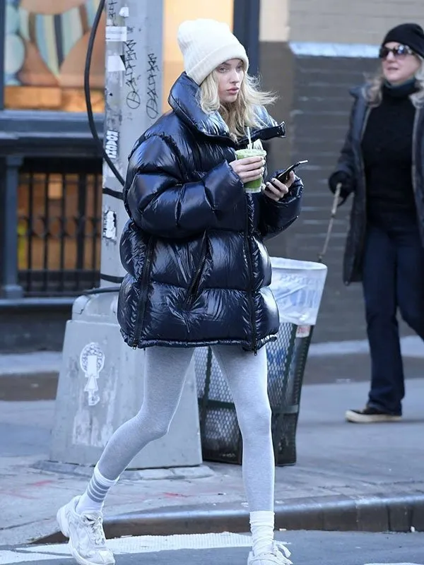 Elsa Hosk Street Style Oversized Puffer Jacket - Image 3