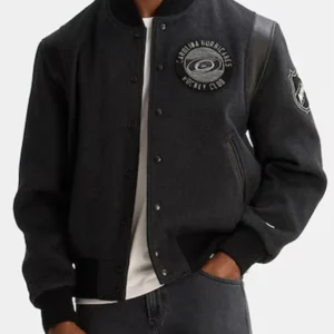 NHL Carolina Hurricanes Black Wool Varsity Jacket