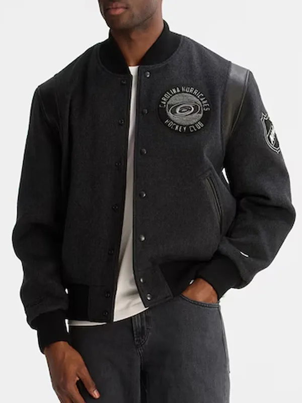 NHL Carolina Hurricanes Black Wool Varsity Jacket