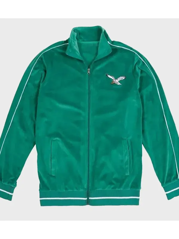 Philadelphia Eagles Green Velour Track Jacket - Image 2