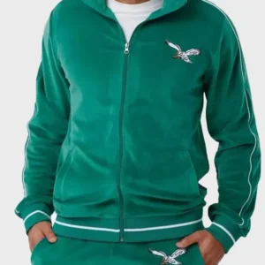 Philadelphia Eagles Green Velour Track Jacket