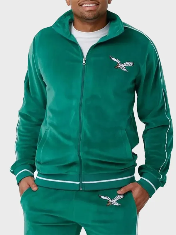 Philadelphia Eagles Green Velour Track Jacket