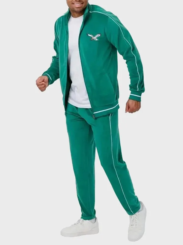Philadelphia Eagles Green Velour Track Jacket