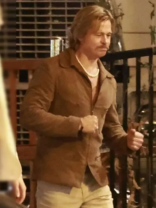 The Adventures of Cliff Booth Brad Pitt Suede Leather Jacket - Image 4