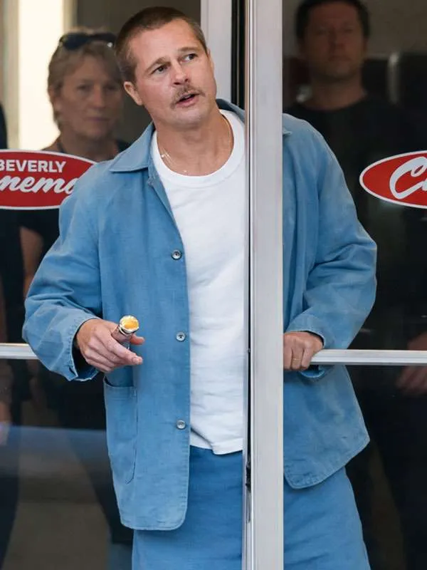 The Adventures of Cliff Booth Brad Pitt Blue Cotton Jacket
