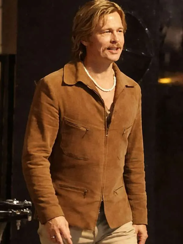The Adventures of Cliff Booth Brad Pitt Suede Leather Jacket - Image 2