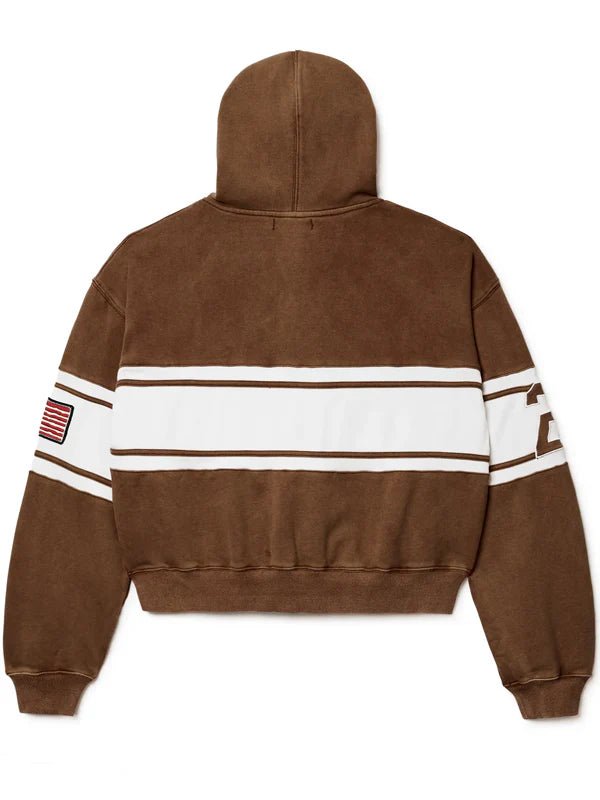 Vale Forever Brown Cursive Zip Up Hoodie - Image 2