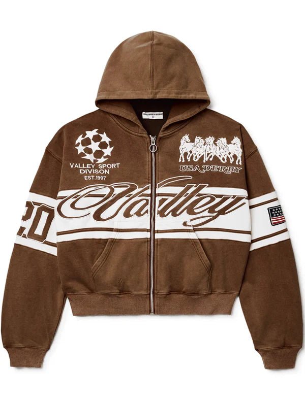 Vale Forever Brown Cursive Zip Up Hoodie