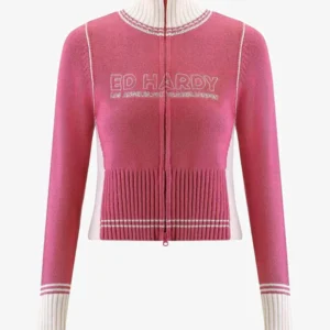 Your Fault London Enva Lewis Pink Cropped Cardigan