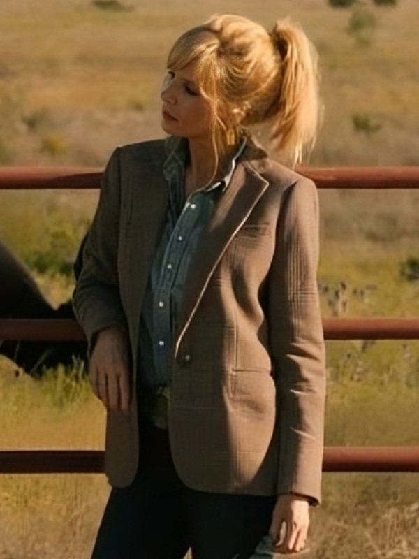 Dutton Ranch 2026 Kelly Reilly Brown Checkered Blazer