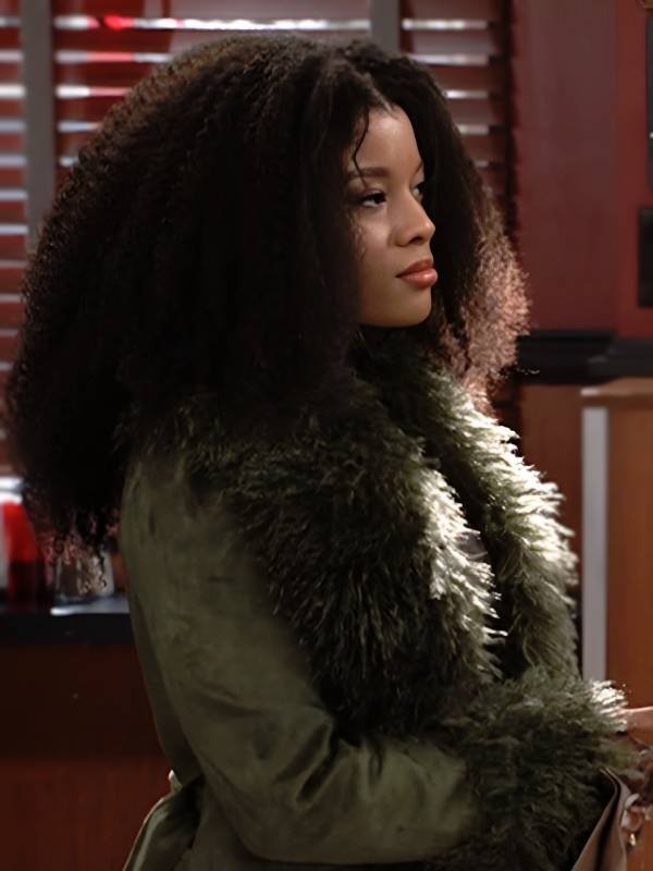 Beyond the Gates 2026 Ambyr Michelle Green Fur Trim Suede Coat