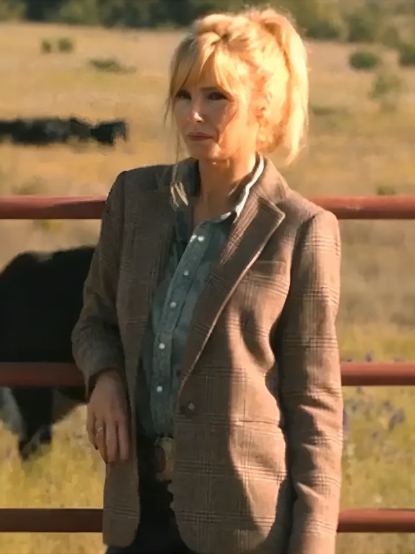 Dutton Ranch 2026 Kelly Reilly Brown Checkered Blazer
