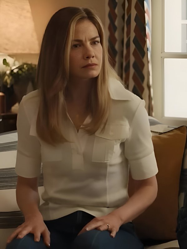 Little Brother 2026 Michelle Monaghan White Polo Shirt