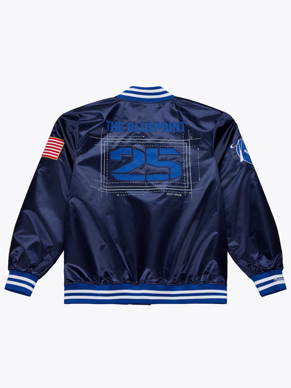 Jay-Z The Blueprint x New York Yankees Navy Satin Jacket