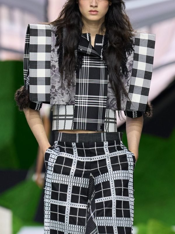 NYC 2026 Emily Blunt Black and White Plaid Jacket