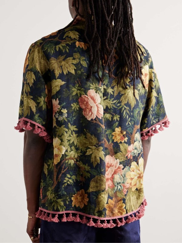 NYC 2026 Travis Kelce Floral Print Tasselled Shirt