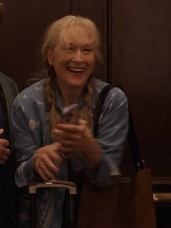 Only Murders in the Building S5 Meryl Streep Blue Embroidered Shirt - Image 2