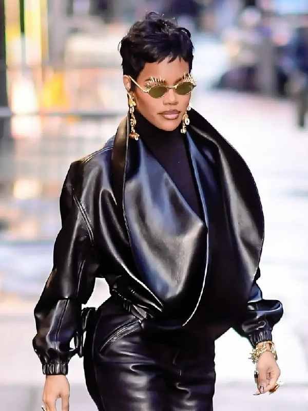 NYC 2026 Teyana Taylor Black Leather Jacket
