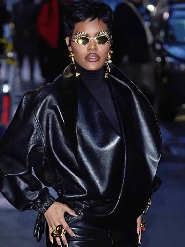 NYC 2026 Teyana Taylor Black Leather Jacket - Image 3