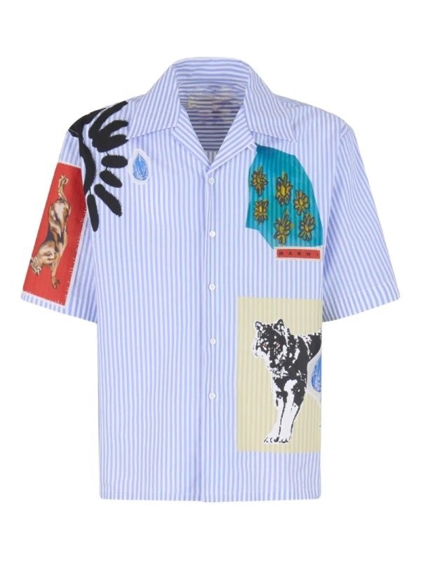 NYC 2026 Travis Kelce Light Blue Striped Bowling Shirt - Image 3