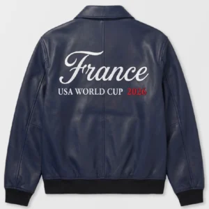 USA World Cup 2026 France Blue Leather Jacket